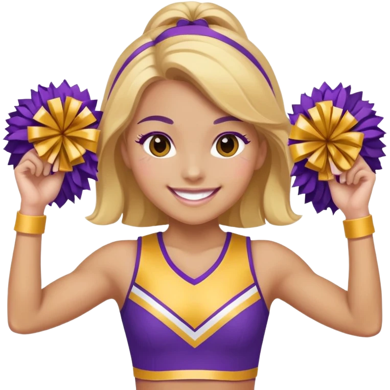 Purple and gold cheerleader emoji