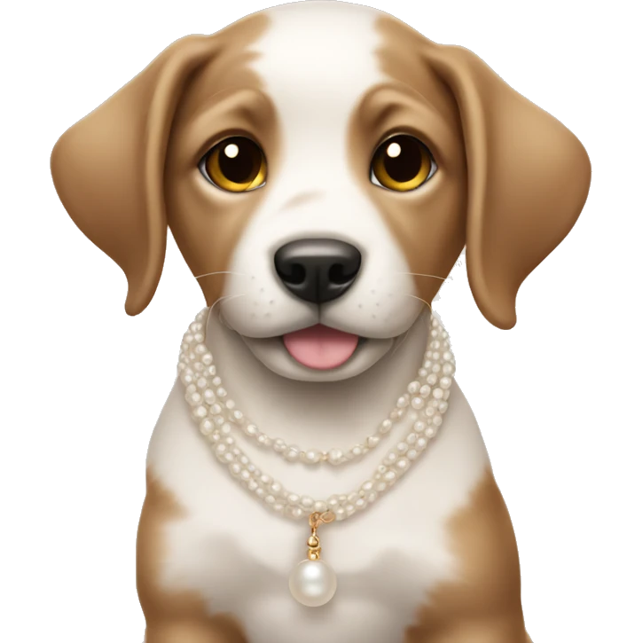 Puppy wearing pearl necklace emoji