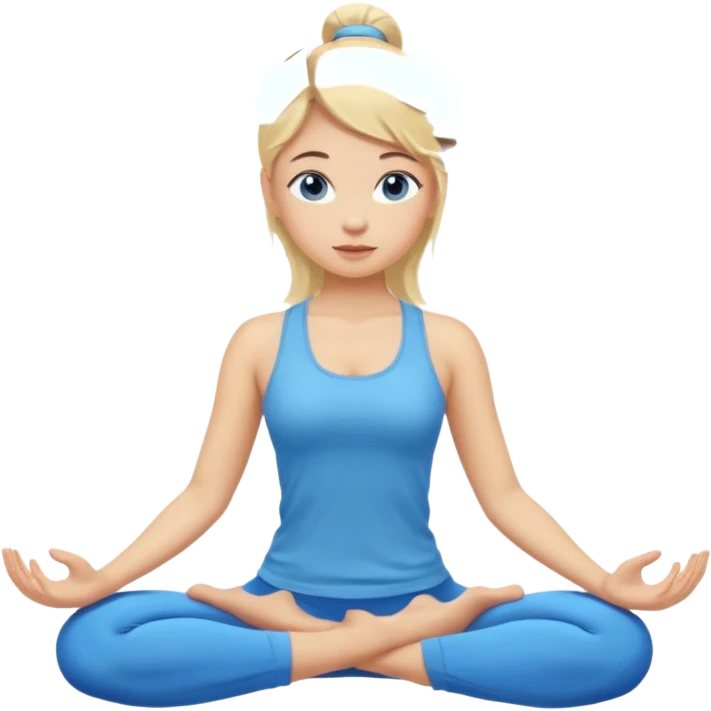 Девушка занимается йогой, голубые глаза, светлая кожа, русые волосы  emoji