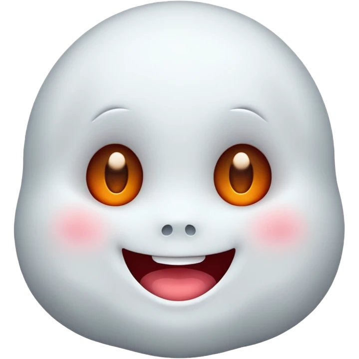 little cute ghost is smiling with blushed face, only face emoji