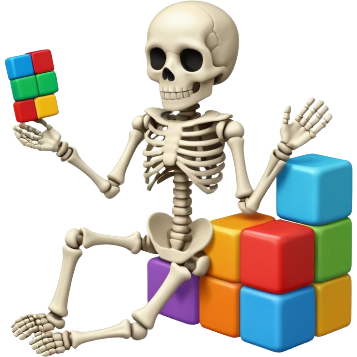 Skeleton playing Tetris  emoji