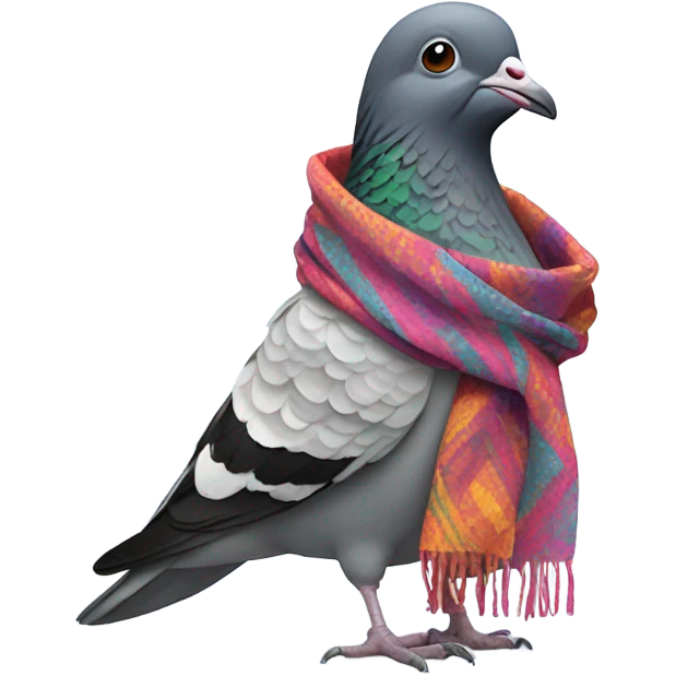 Pigeon wearing a stylish scarf￼ emoji
