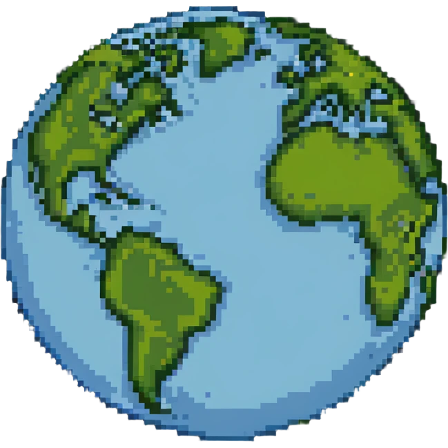Pixel art Earth globe emoji