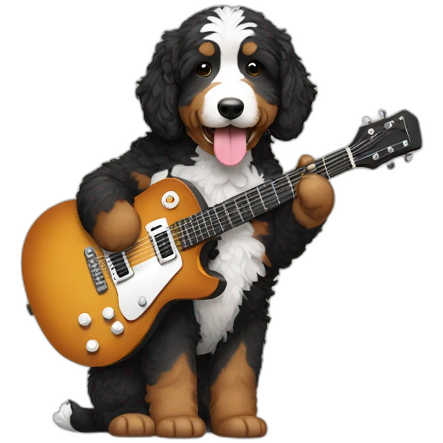 bernedoodle playing guitar emoji