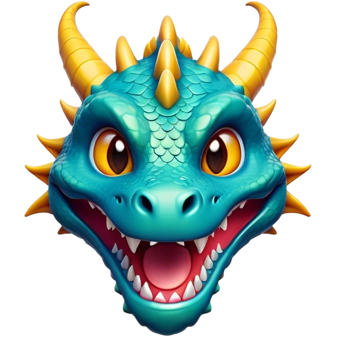 Cinematic Comical Dragon Portrait Emoji, Head tilted dramatically with an exaggeratedly amused expression, featuring a striking, glossy scaled body with bold, angular details and wide, expressive eyes brimming with playful disbelief; rendered with vibrant, lifelike textures and natural shadows, high shine, dramatic yet playful, styled with an air of cheeky mythical mischief, soft glowing outline, capturing the essence of a spirited and over‐the‐top dragon that looks ready to breathe fire into viral fame! emoji