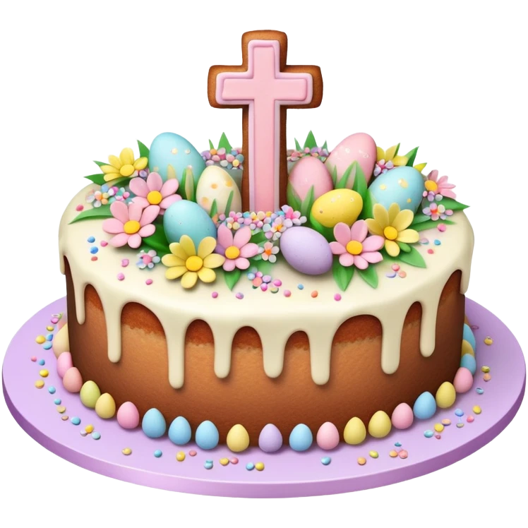 beautifully decorated Easter cross cake emoji