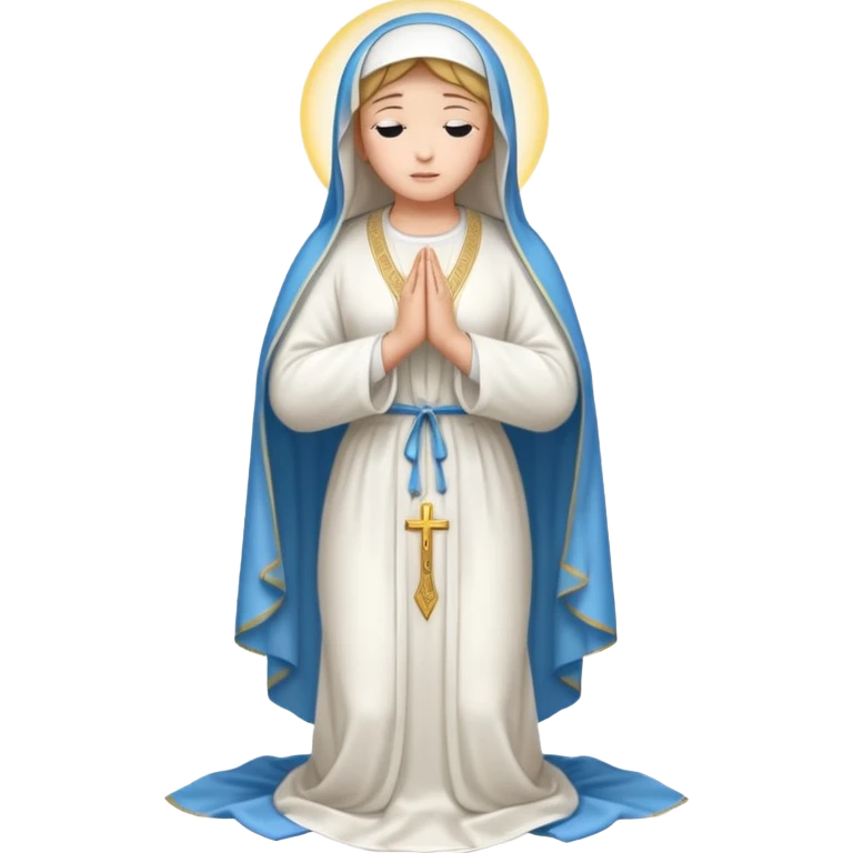 fullbody Virgin Mary praying back view white robes variation 2 emoji