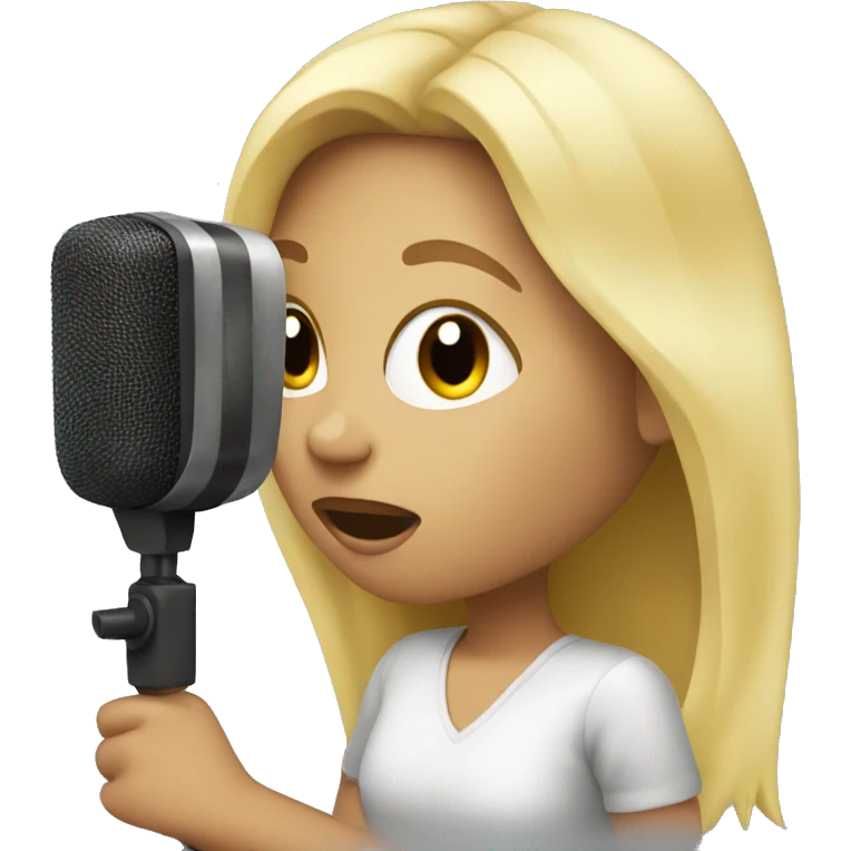 Blonde girl recording a song emoji