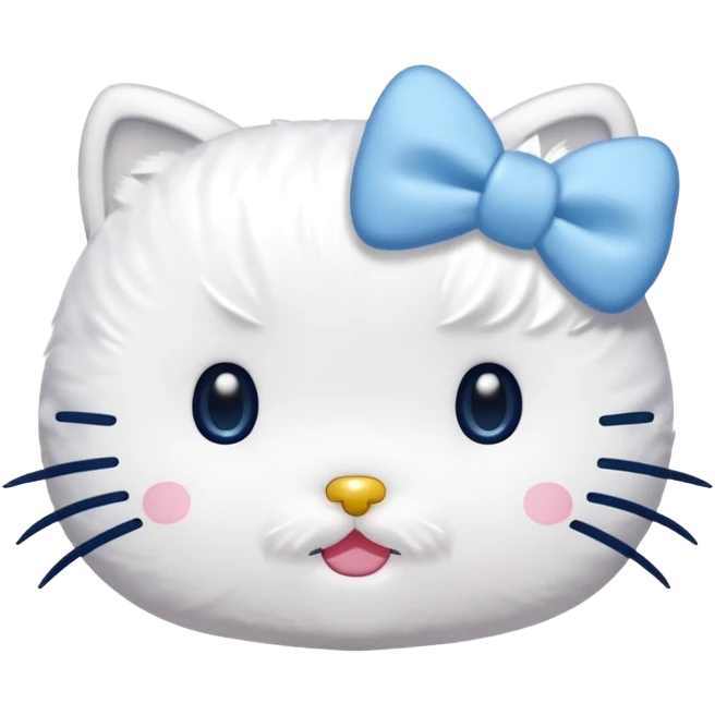 Hello Kitty face, blue bow on left ear emoji