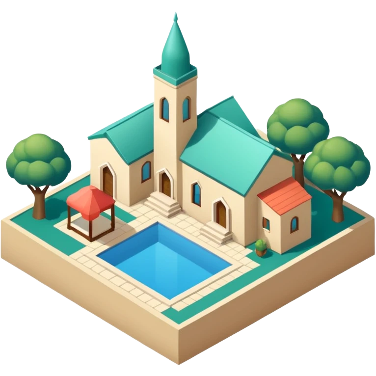 little city and many, small, ordinary, simple, home, Iranian-style, 1980, isometric emoji