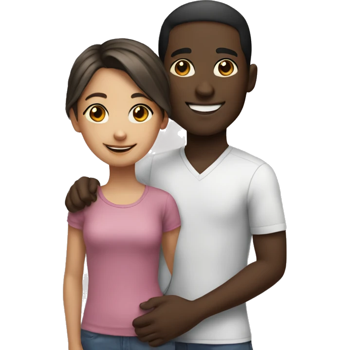 smiling girl with dark-skinned male emoji