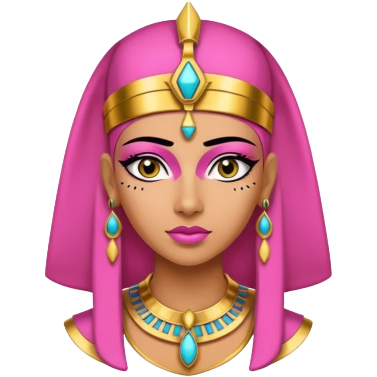 pink Cleopatra, Egyptian pharaoh with headdress and eyeliner emoji