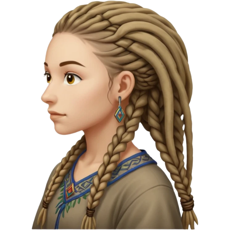 slavic woman with dreadlocks side view emoji