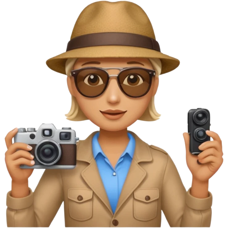 a tourisst in europe holding a camera emoji