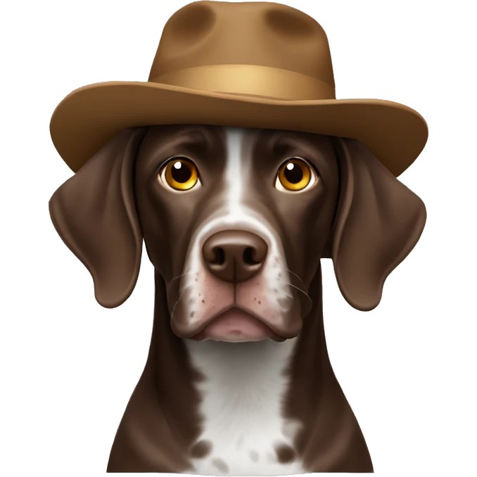 Brown German short haired pointer with a hat emoji