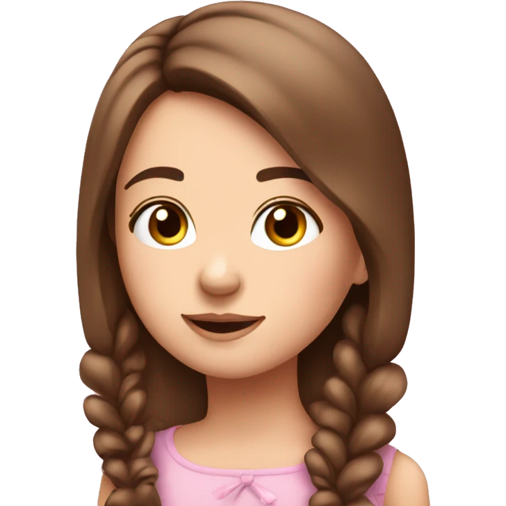 A cute young woman with straight brown hair and many small pink bows an sparkles around her emoji