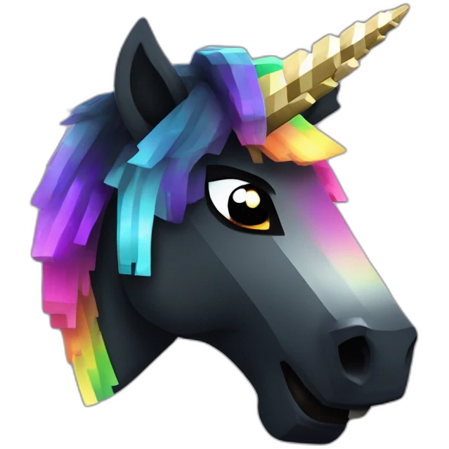 Minecraft Rainbow Black Unicorn Head With Diamond Horn emoji