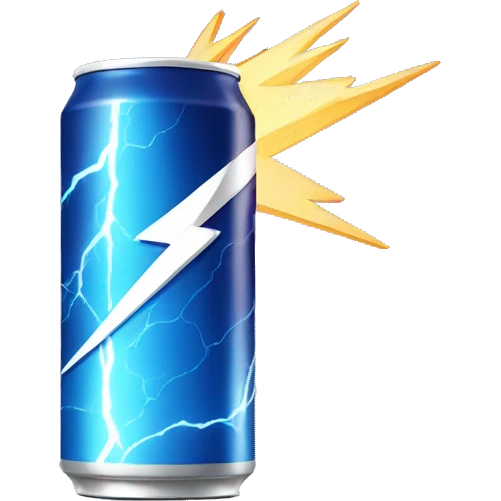 energy drink with lightning emoji