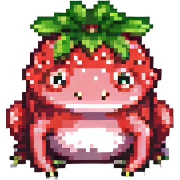 strawberry frog pixel art style emoji