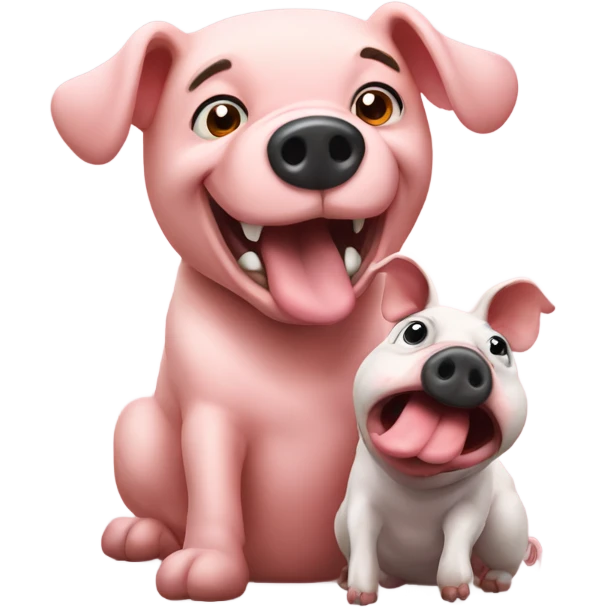 A dog slapping a pig emoji
