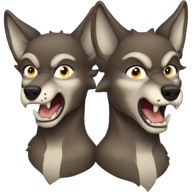 Three headed wolf aggressive  emoji