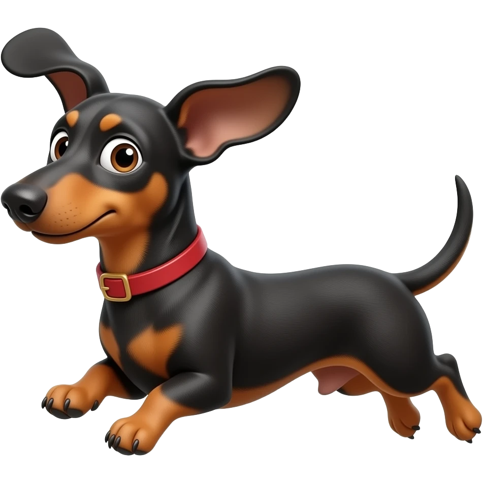 whimsical jumping dachshund wide eyes full body emoji