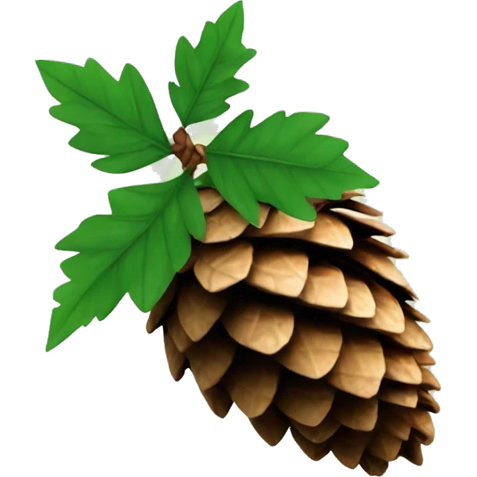 Pine cone with green leaf emoji