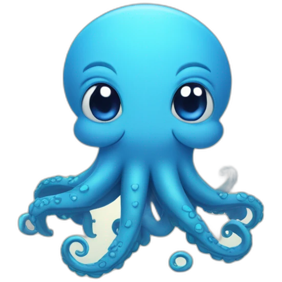 cute blue kraken with adorable face with many hearts around emoji