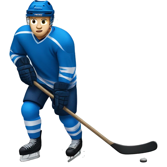 Hockey player in blue uniform with stick  emoji