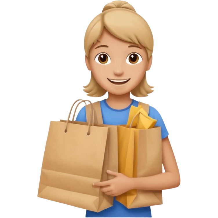 Teen carrying paper bags














 emoji