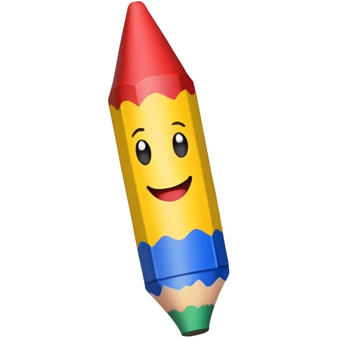 Single colorful crayon with a happy face emoji