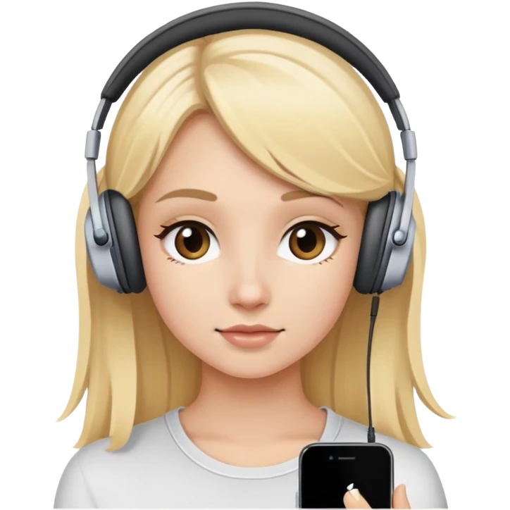 Chica rubia con audífonos de iPhone  emoji