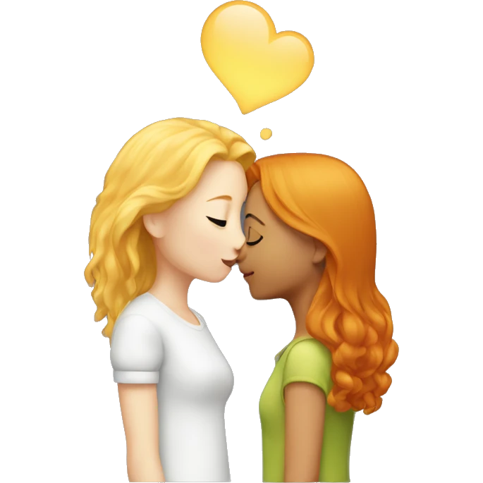 A blond and a Ginger Girl kissing  emoji