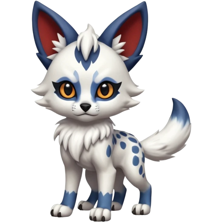 Cool edgy cute adorable hyper-realistic badass Serval-Lycanroc-Absol-Fakémon-hybrid-creature (full body)  emoji