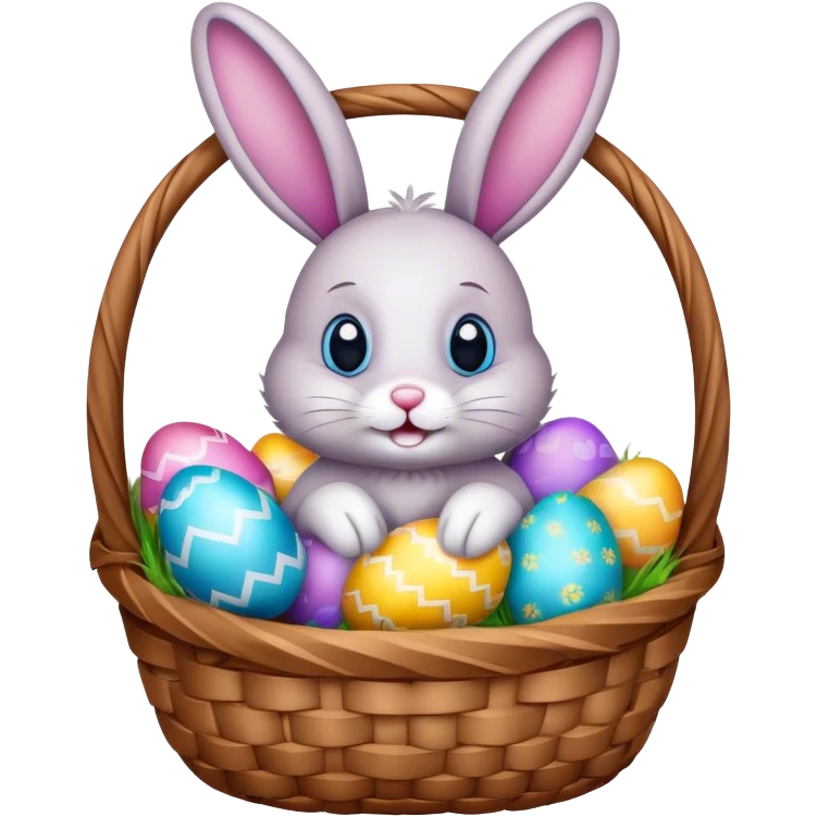 easter bunny in a baset with easter eggs emoji