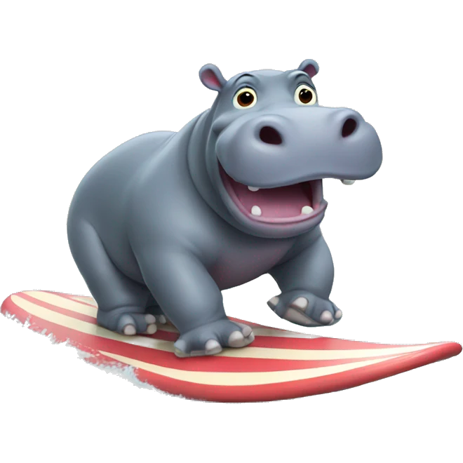 Hippo surfing emoji