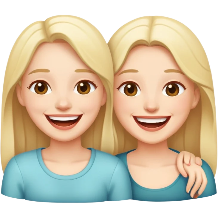 two sisters laughing together  emoji