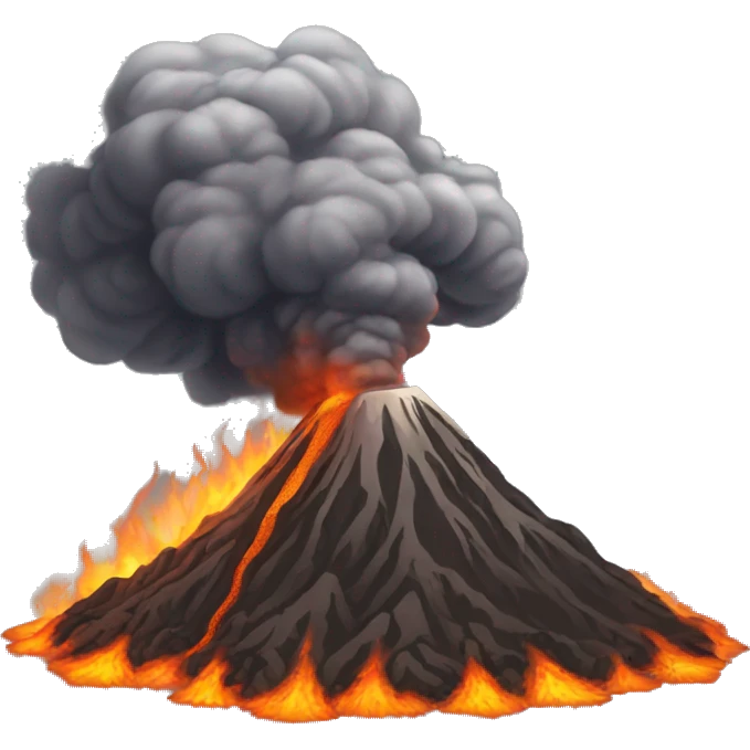 awakened volcano, ashes, fire, relief emoji