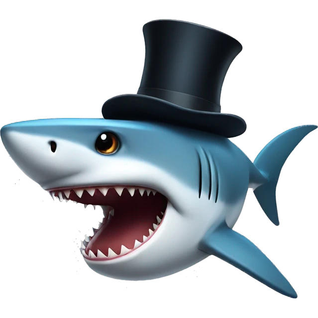 Shark with a top hat emoji