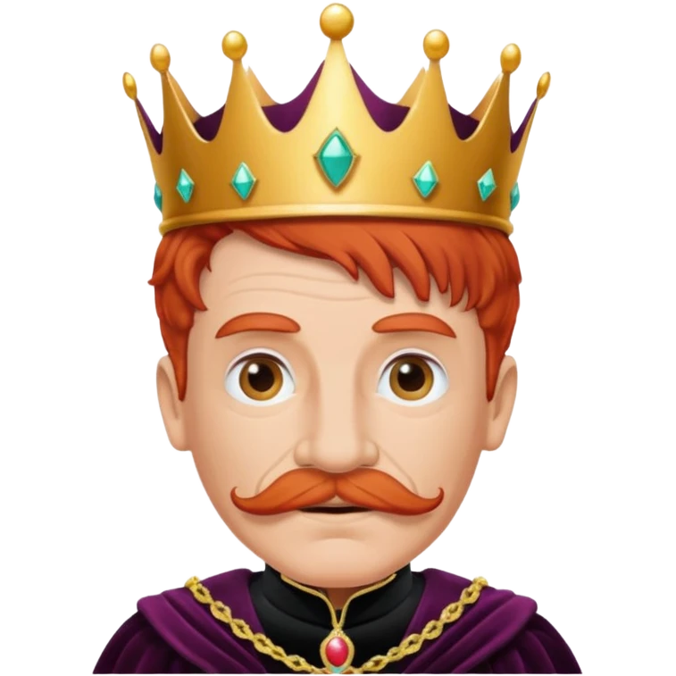 elderly red-haired princes with crown mustace. dark outfit emoji