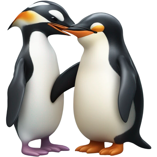 Black background
A penguin who sends kisses
And its kiss becomes a large image and turns into a fish 
He smiles and waves emoji