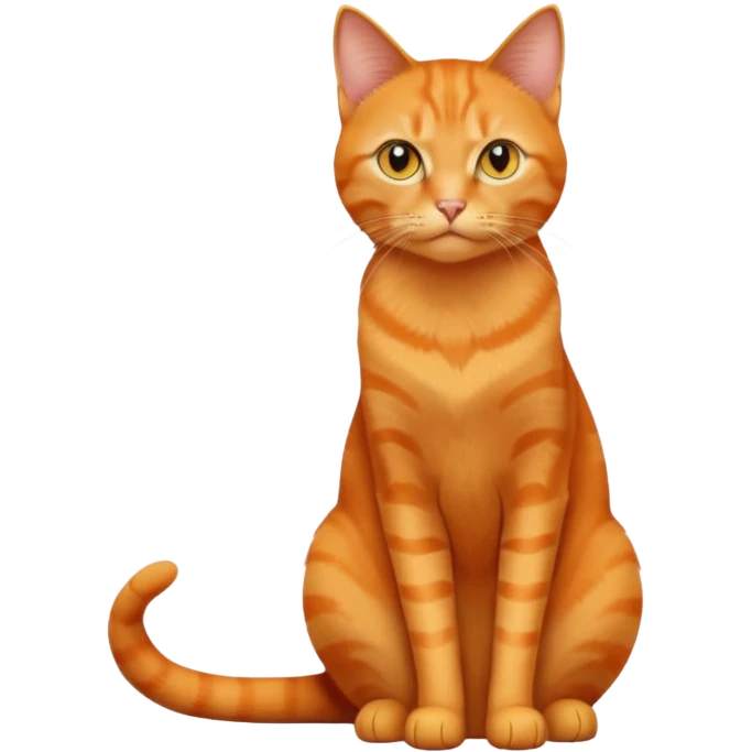 full body solid orange domestic shorthair slim cat with yellow/orange eyes sitting emoji