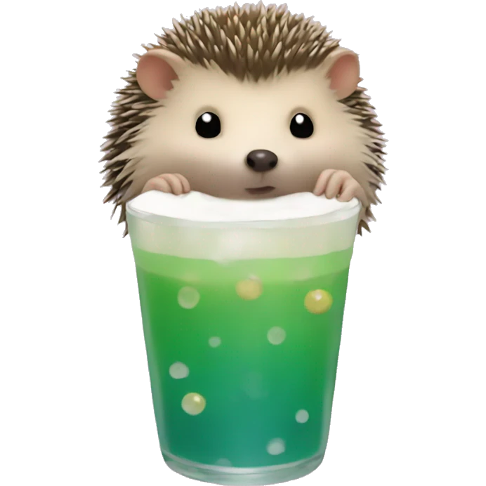 Hedgehog drinking boba emoji