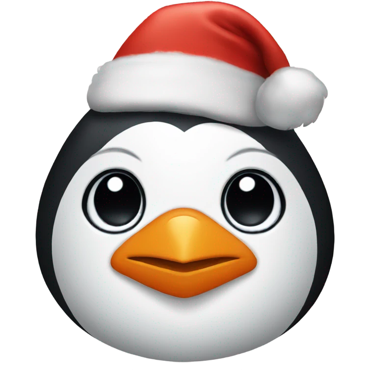 penguin with a christmas hat emoji