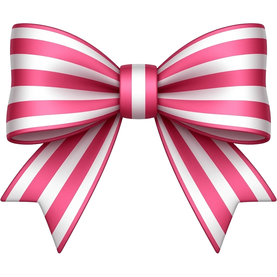Pink and white horizontal striped bow emoji
