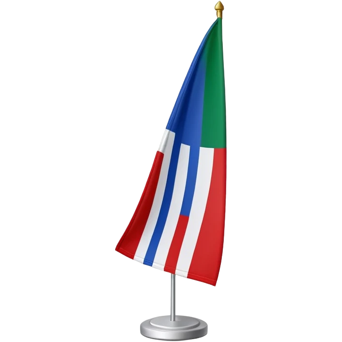 Een rechthoekige vlag bestaande uit vier verticale banen in de kleuren blauw - wit - groen - rood, waarvan de lengten zich verhouden als 1:1:1:6. emoji