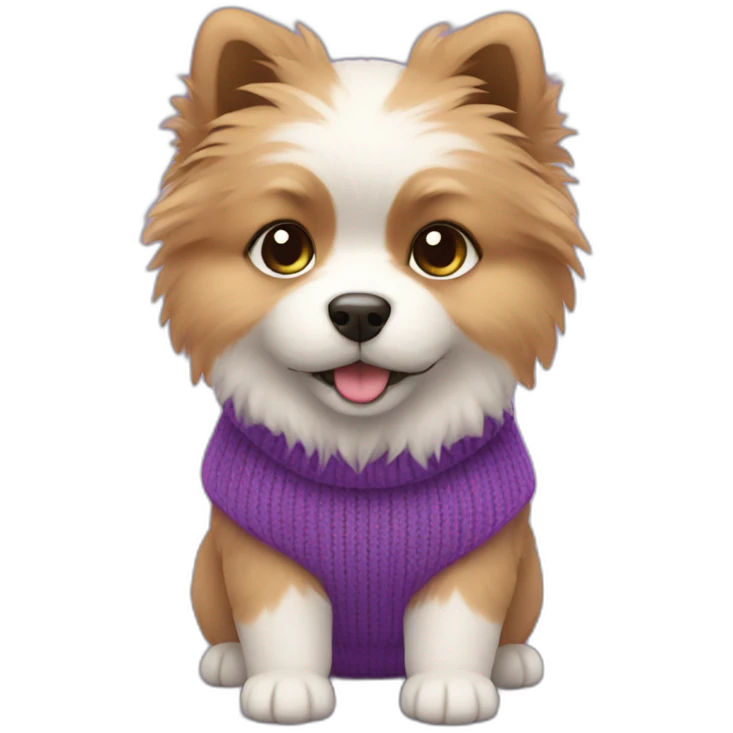 Pom-Zu puppy with purple sweater emoji