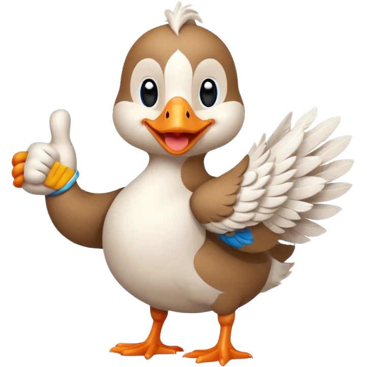 a chibi style goose character giving a thumbs up emoji