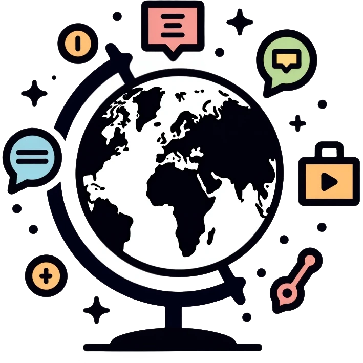 globe with trade symbols, world market emoji
