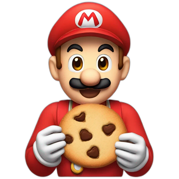 Mario eating a cookie emoji